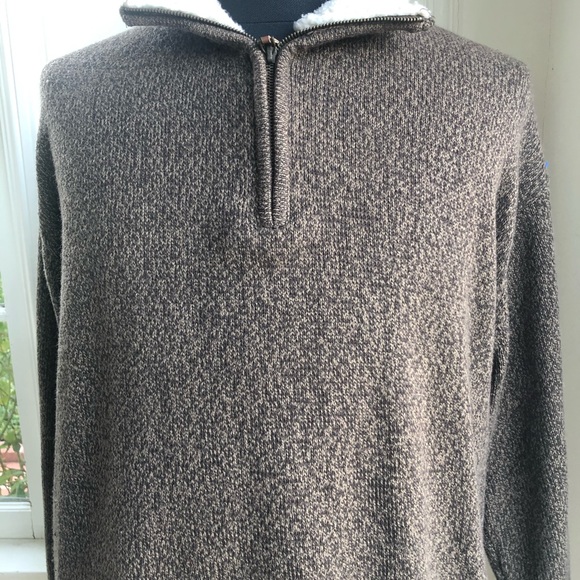 Oscar De La Renta Sherpa Collar 1/4 Zip Sweater - Picture 2 of 7